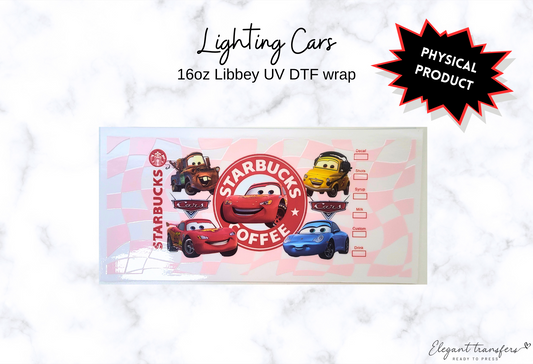 Lighting Cars Wrap [UV DTF - 16oz Libbey Glass Can] | Ready to Apply | Physical Product | Transfer