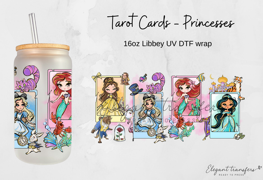 Tarot - Princesses Wrap [UV DTF - 16oz Libbey Glass Can] | Ready to Apply | Physical Item