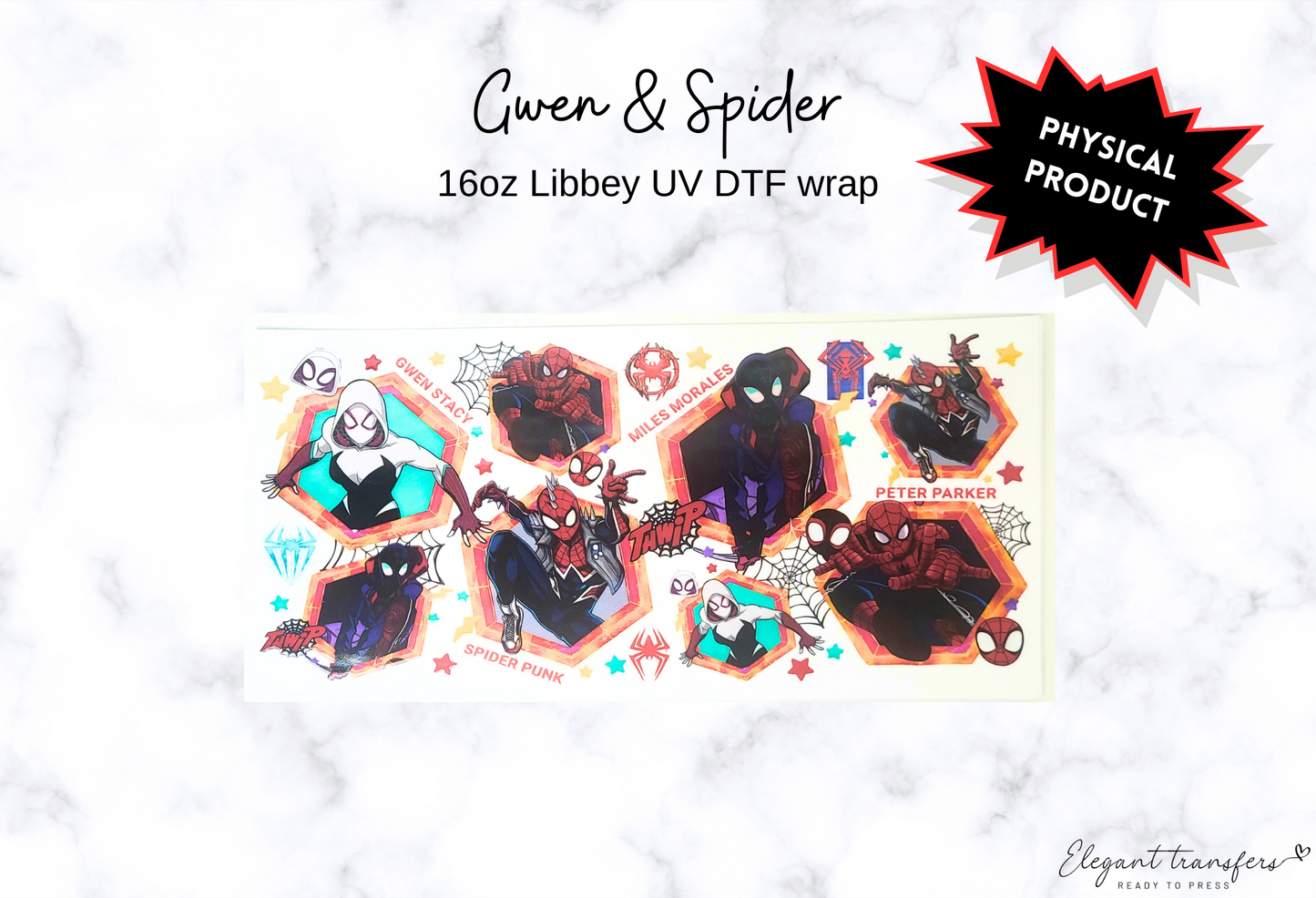 Gwen & Spider Wrap [UV DTF - 16oz Libbey Glass Can] | Ready to Apply | Physical Product | Transfer