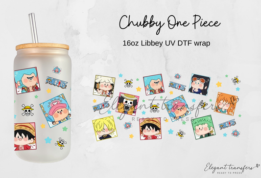 Chubby One Piece Wrap [EXCLUSIVE UV DTF - 16oz Libbey Glass Can] | Ready to Apply | Physical Product | Transfer