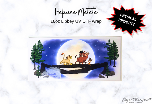 Hakuna Matata Wrap [UV DTF - 16oz Libbey Glass Can] | Ready to Apply | Physical Product | Transfer