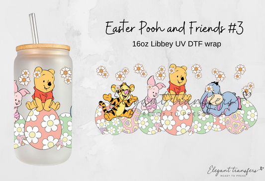 Easter Pooh and Friends #3 Wrap [UV DTF - 16oz Glass Can] | Ready to Apply | Physical Product | Transfer |