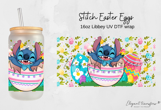 Stitch Easter Eggs Wrap [UV DTF - 16oz Glass Can] | Ready to Apply | Physical Product | Transfer |