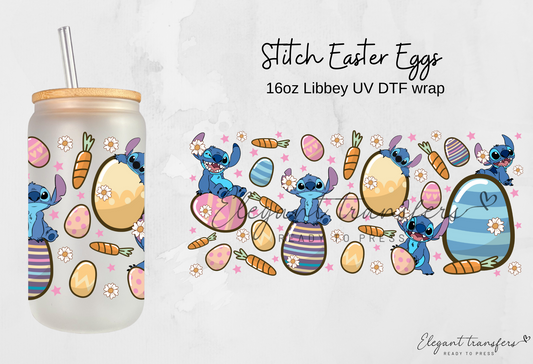 Stitch Easter Eggs Wrap [UV DTF - 16oz Glass Can] | Ready to Apply | Physical Product | Transfer |