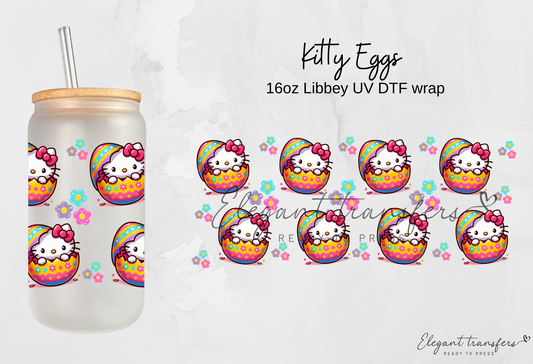 Kitty Eggs Wrap [UV DTF - 16oz Glass Can] | Ready to Apply | Physical Product | Transfer |
