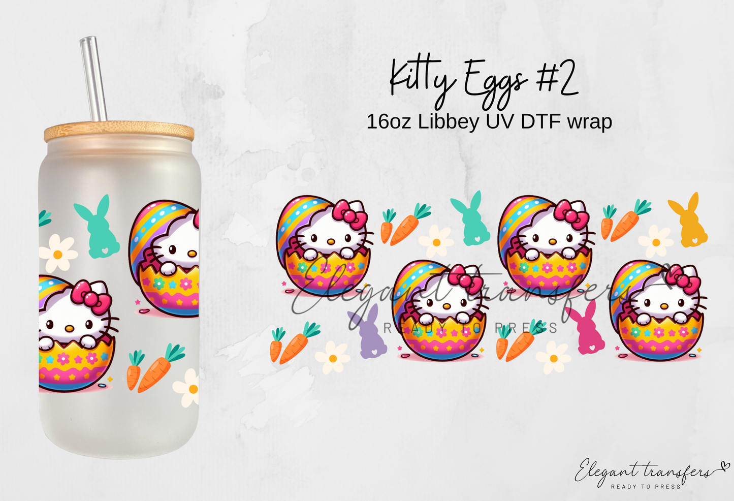 Kitty Eggs #2 Wrap [UV DTF - 16oz Glass Can] | Ready to Apply | Physical Product | Transfer |