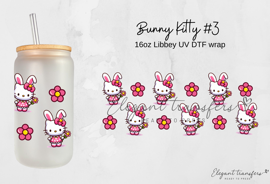 Bunny Kitty #3 Wrap [UV DTF - 16oz Glass Can] | Ready to Apply | Physical Product | Transfer |