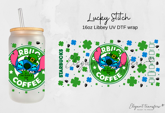 Lucky Stitch Wrap [UV DTF - 16oz Glass Can] | Ready to Apply | Physical Product | Transfer |