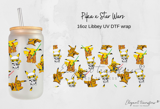 Pika x Star Wars Wrap [UV DTF - 16oz Libbey Glass Can] | Ready to Apply | Physical Product