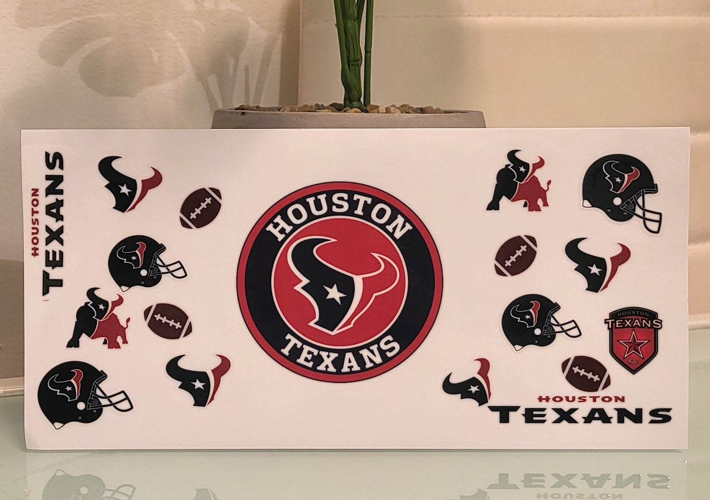 Houston Texans Wrap [UV DTF - 16oz Libbey Glass Can] | Ready to Apply | Physical Product | Transfer