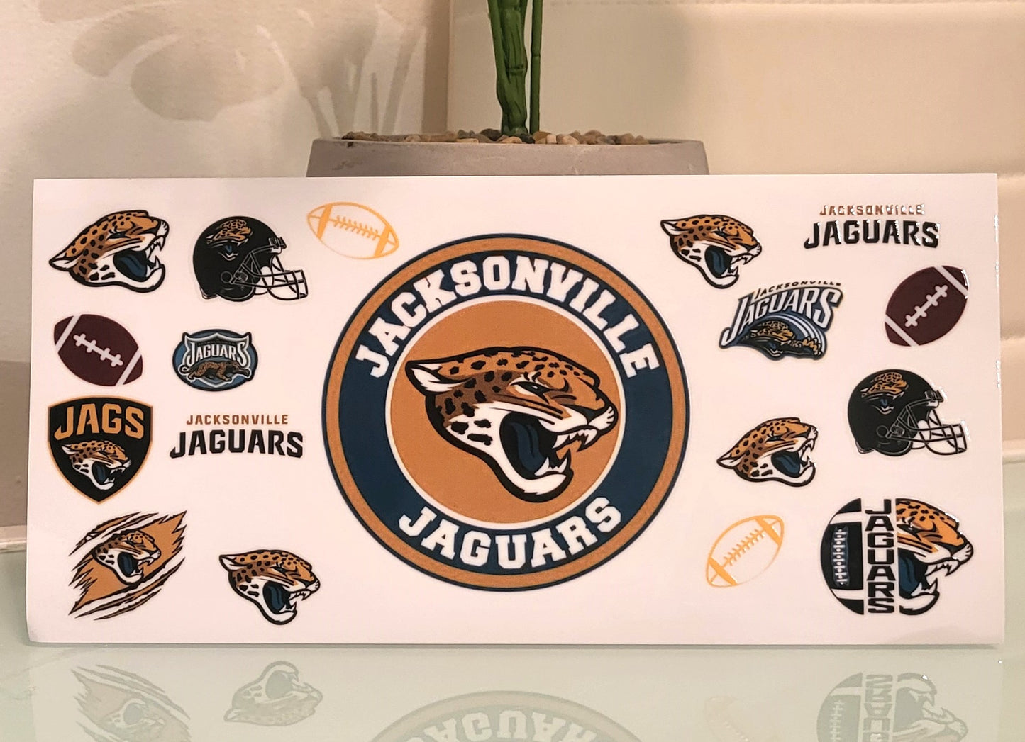 Jacksonville Jaguars Wrap [UV DTF - 16oz Libbey Glass Can] | Ready to Apply | Physical Product | Transfer