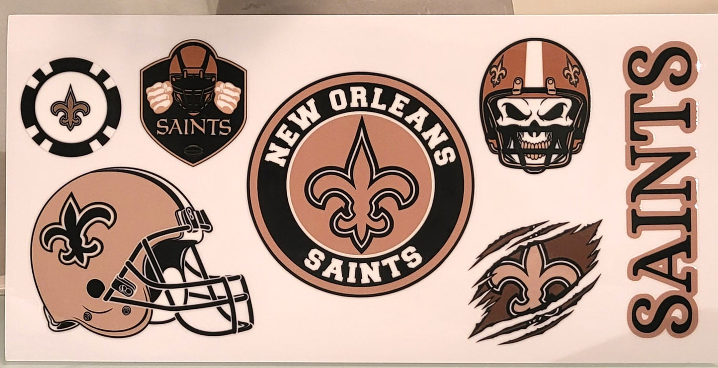 New Orleans Saints Wrap [UV DTF - 16oz Glass Can] | Ready to Apply | Physical Product | Transfer |