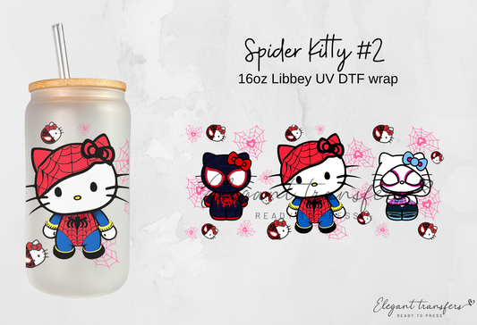 Spider Kitty #2 Wrap [UV DTF - 16oz Libbey Glass Can] | Ready to Apply | Physical Product | Transfer