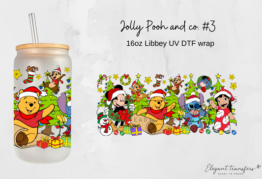 Jolly Pooh and co. #3 Wrap [UV DTF - 16oz Libbey Glass Can] | Ready to Apply | Physical Product | Transfer