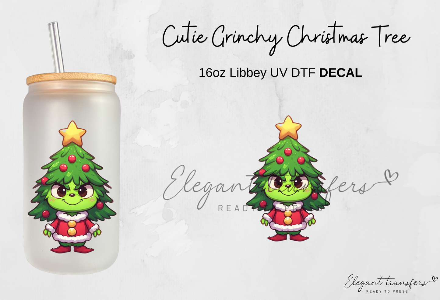 Baby Grinch Decals - Collection #1 [EXCLUSIVE UV DTF - 16oz Glass Can] | Ready to Apply | Physical Item