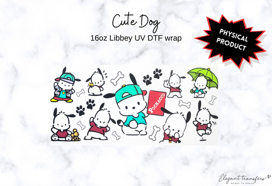 Cute Dog Wrap [UV DTF - 16oz Libbey Glass Can] | Ready to Apply | Physical Product | Transfer