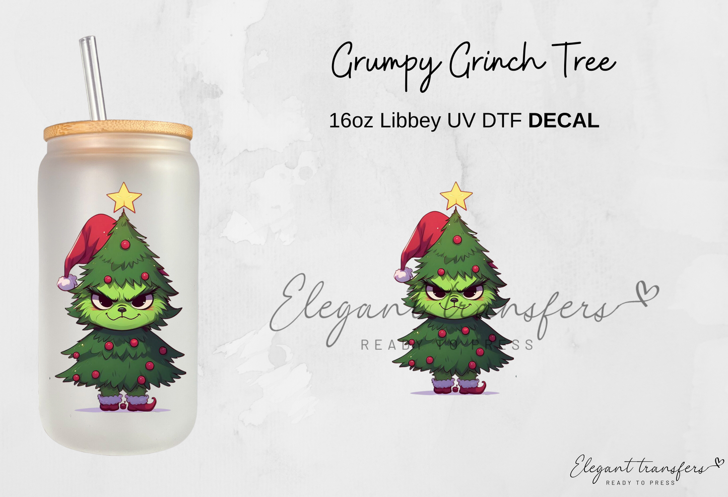 Baby Grinch Decals - Collection #1 [EXCLUSIVE UV DTF - 16oz Glass Can] | Ready to Apply | Physical Item