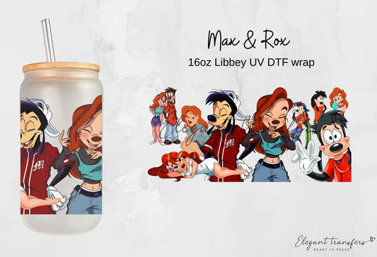 Max & Rox Wrap [UV DTF - 16oz Libbey Glass Can] | Ready to Apply | Physical Product | Transfer