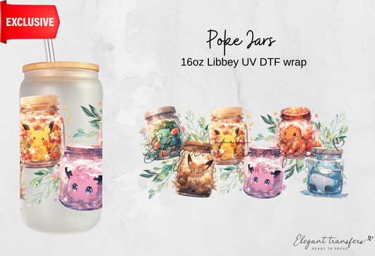 Poke Jars wrap [EXCLUSIVE UV DTF - 16oz Libbey Glass Can] | Ready to Apply | Physical Product