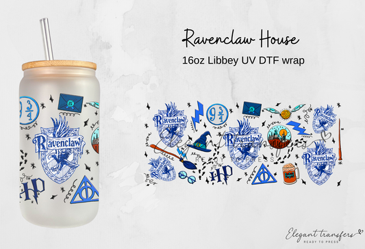 Ravenclaw House Wrap [UV DTF - 16oz Libbey Glass Can] | Ready to Apply | Physical Product | Transfer