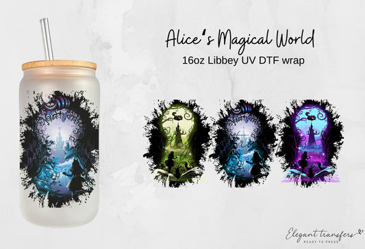 Alice‘s Magical World Wrap [UV DTF - 16oz Libbey Glass Can] | Ready to Apply | Physical Product | Transfer