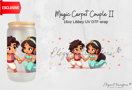 Magic Carpet Couple II wrap [Exclusive Uv Dtf - 16oz Libbey Glass Can] | Ready to Apply | Physical Product