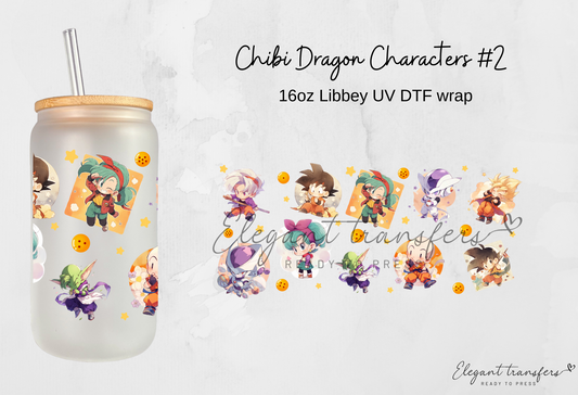 Chibi Dragon Characters #2 Wrap [UV DTF - 16oz Libbey Glass Can] | Ready to Apply | Physical Product | Transfer