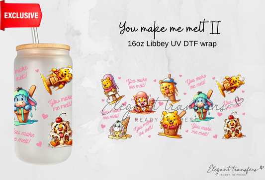 You make me melt II wrap [Exclusive Uv Dtf - 16oz Libbey Glass Can] | Ready to Apply | Physical Product