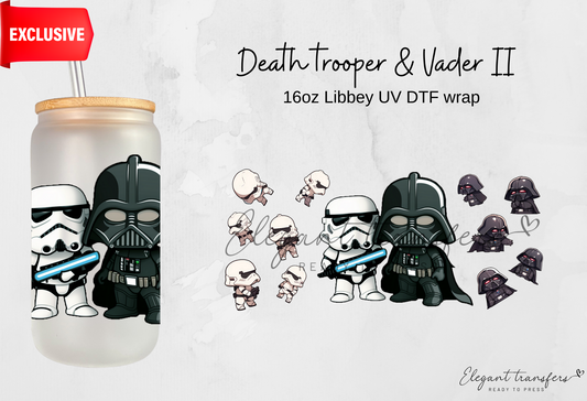 Death trooper & Vader II wrap [Exclusive UV Dtf - 16oz Libbey Glass Can] | Ready to Apply | Physical Product