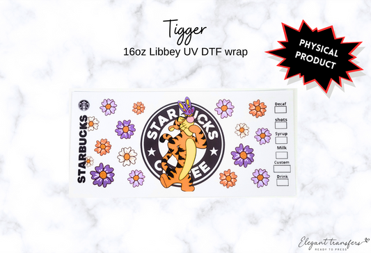 Tigger Wrap [UV DTF - 16oz Libbey Glass Can] | Ready to Apply | Physical Product | Transfer