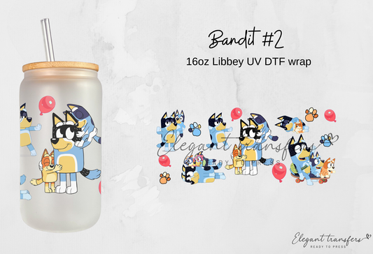 Bandit #2 Wrap [UV DTF - 16oz Libbey Glass Can] | Ready to Apply | Physical Product | Transfer