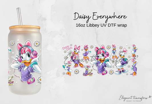 Daisy Everywhere Wrap [UV DTF - 16oz Libbey Glass Can] | Ready to Apply | Physical Product | Transfer