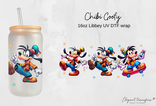 Chibi Goofy Wrap [UV DTF - 16oz Libbey Glass Can] | Ready to Apply | Physical Product | Transfer