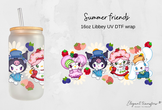 Summer friends Wrap [UV DTF - 16oz Libbey Glass Can] | Ready to Apply | Physical Product | Transfer