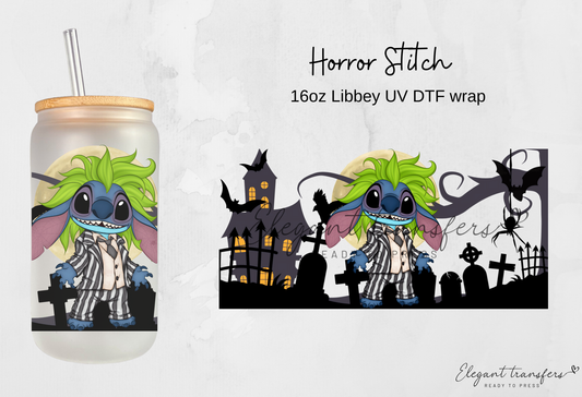 Horror Stitch Wrap [UV DTF - 16oz Libbey Glass Can] | Ready to Apply | Physical Product | Transfer