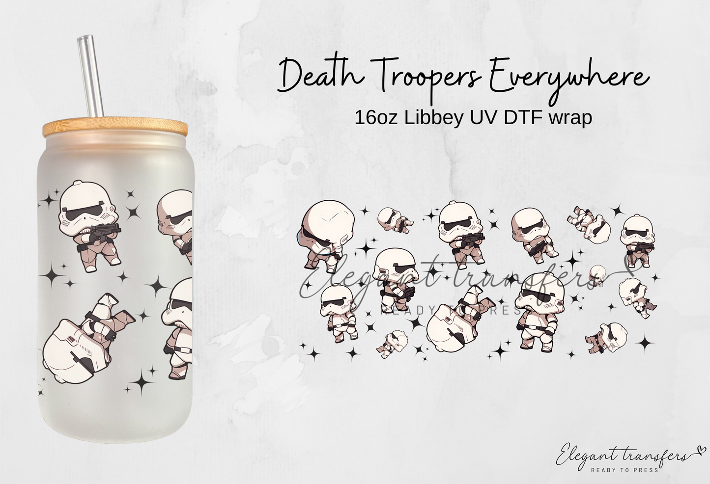 Death Troopers Everywhere Wrap [EXCLUSIVE UV DTF - 16oz Libbey Glass Can] | Ready to Apply | Physical Product | Transfer