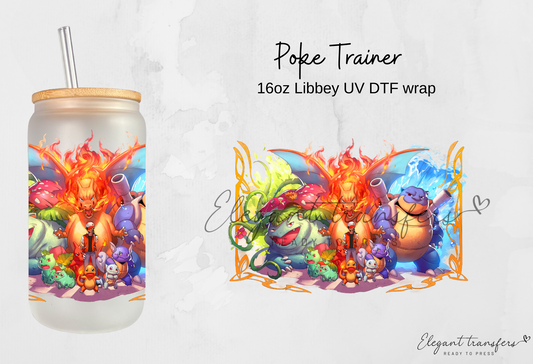 Poke Trainer wrap [UV DTF - 16oz Libbey Glass Can] | Ready to Apply | Physical Product