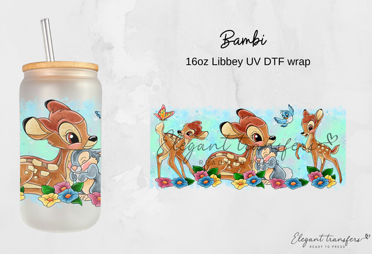 Bambi Wrap [UV DTF - 16oz Libbey Glass Can] | Ready to Apply | Physical Product | Transfer