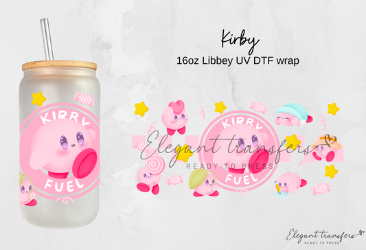 Kirby wrap [UV DTF - 16oz Libbey Glass Can] | Ready to Apply | Physical Product