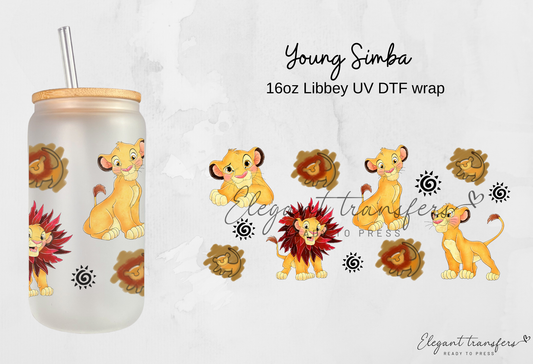 Young Simba Wrap [UV DTF - 16oz Libbey Glass Can] | Ready to Apply | Physical Product | Transfer