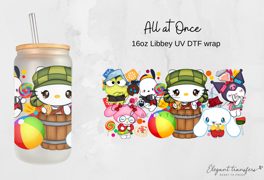 All at Once Wrap [UV DTF - 16oz Libbey Glass Can] | Ready to Apply | Physical Product | Transfer