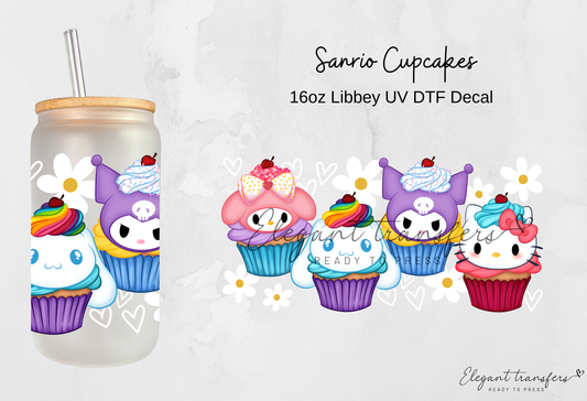 Sanrio Cupcakes Wrap [UV DTF - 16oz Libbey Glass Can] | Ready to Apply | Physical Product | Transfer