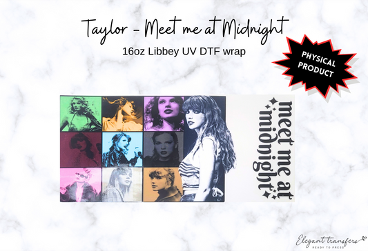 Taylor - Meet me at Midnight Wrap [UV DTF - 16oz Libbey Glass Can] | Ready to Apply | Physical Product | Transfer