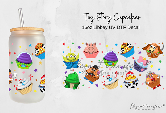 Toy Story Cupcakes Wrap [UV DTF - 16oz Libbey Glass Can] | Ready to Apply | Physical Product | Transfer