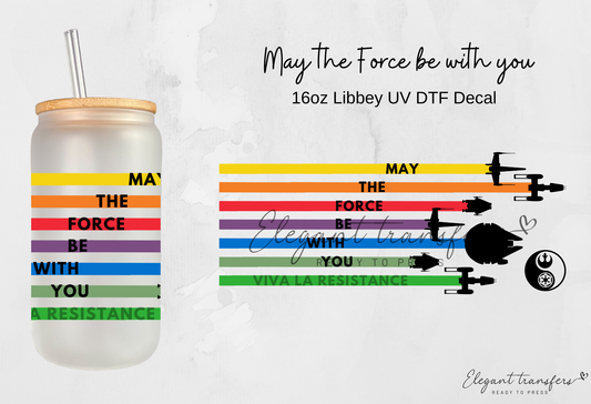 May the Force be with you Wrap [UV DTF - 16oz Libbey Glass Can] | Ready to Apply | Physical Product | Transfer