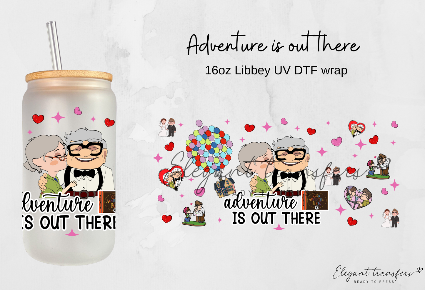 Adventure is out there wrap [UV DTF - 16oz Libbey Glass Can] | Ready to Apply | Physical Product