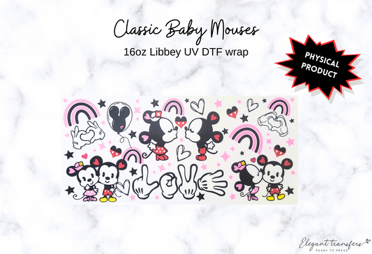 Classic Baby Mouses Wrap [UV DTF - 16oz Libbey Glass Can] | Ready to Apply | Physical Product | Transfer