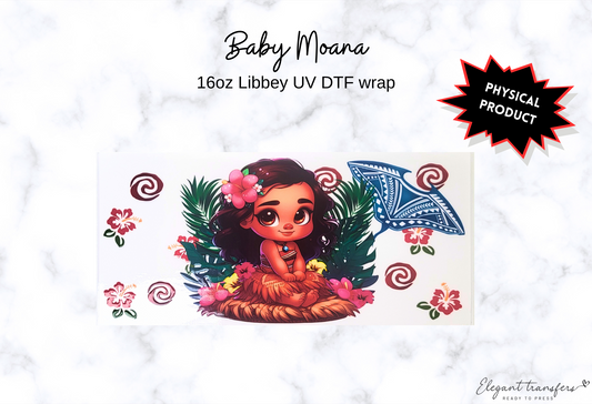 Baby Moana Wrap [UV DTF - 16oz Libbey Glass Can] | Ready to Apply | Physical Product | Transfer