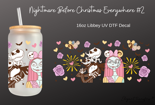 Nightmare Before Christmas Everywhere #2 Wrap [UV DTF - 16oz Libbey Glass Can] | Ready to Apply | Physical Product | Transfer