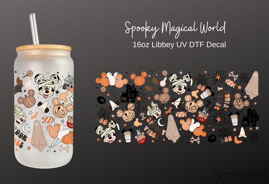 Spooky Magical World Wrap [UV DTF - 16oz Libbey Glass Can] | Ready to Apply | Physical Product | Transfer